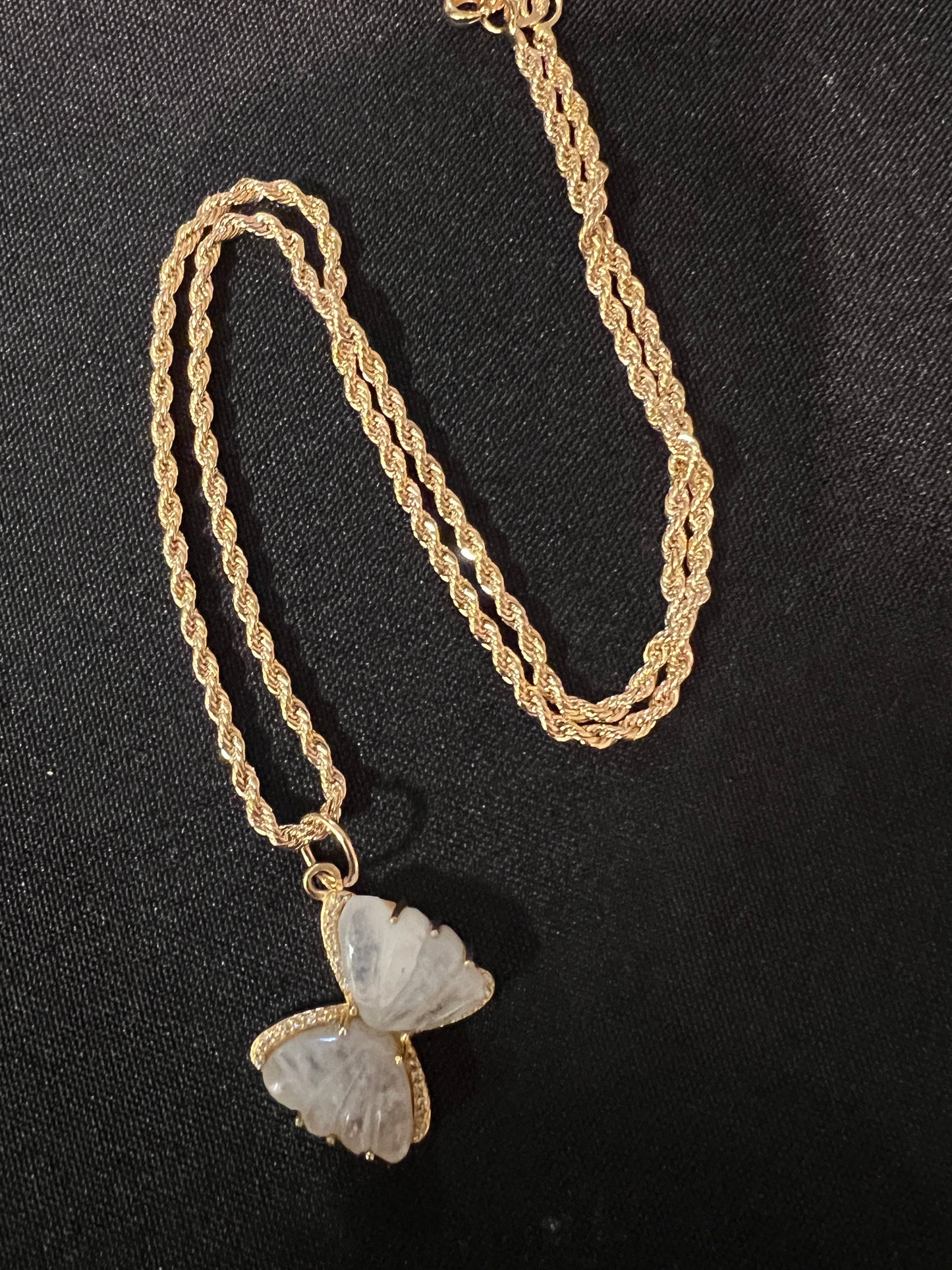 Mother of Pearl Mossiante Butterfly Necklace