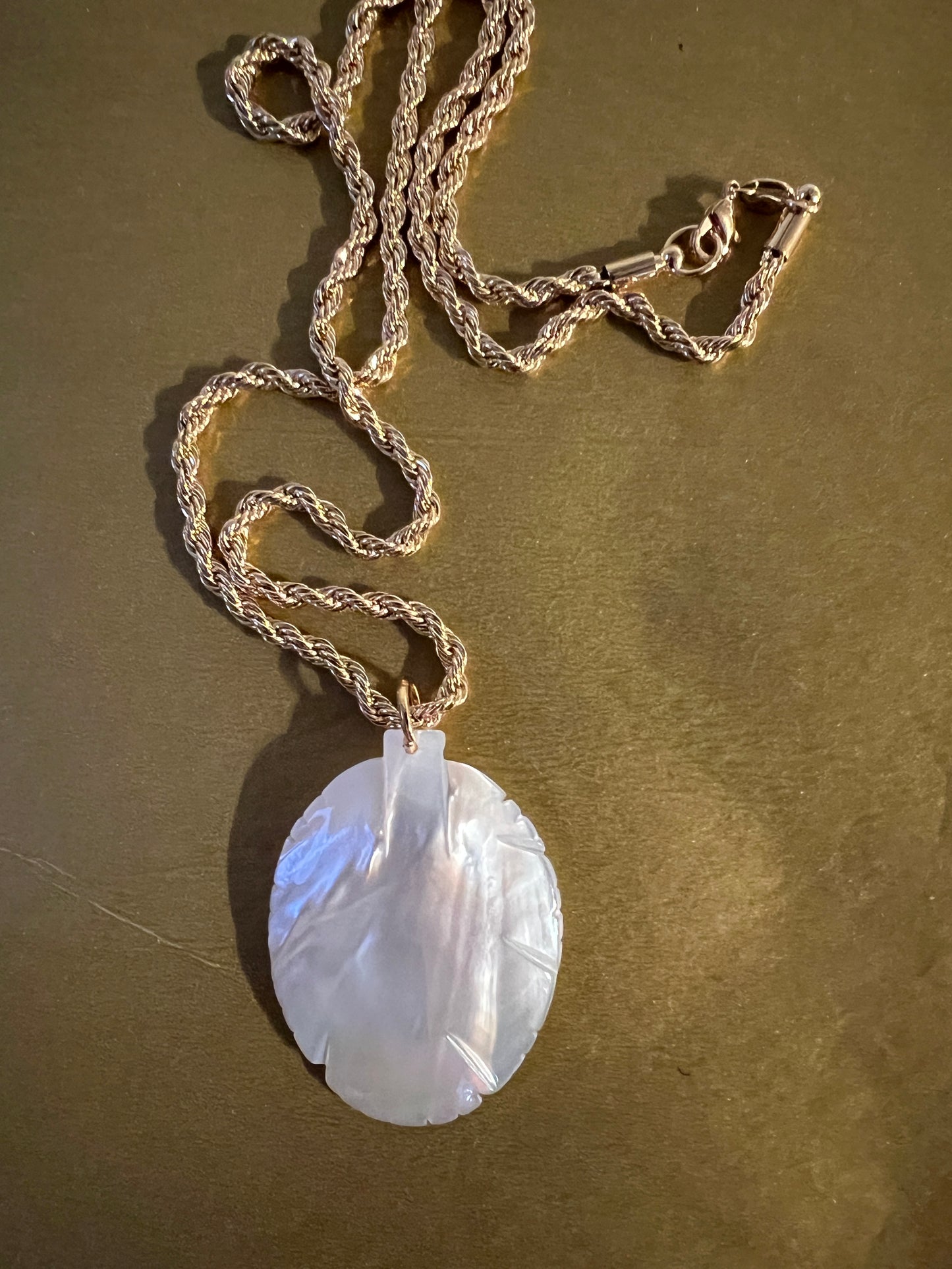 Mother of Pearl Leaf Necklace