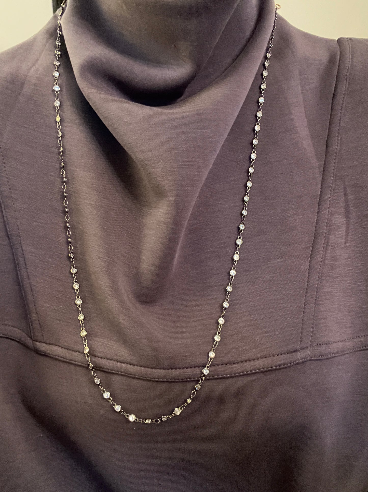 CZ Gun Metal Chain Necklace