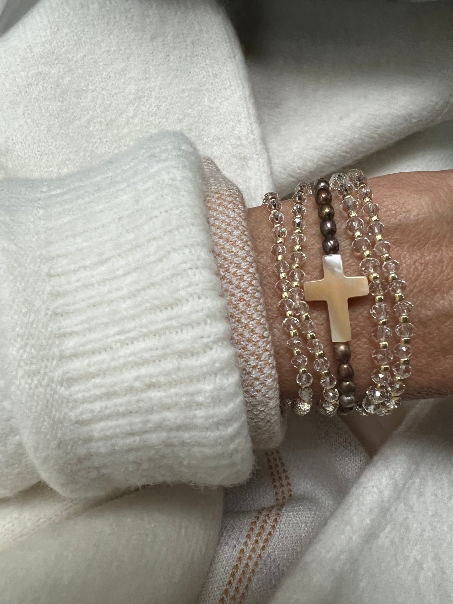 Crystal Hand Beaded Elastic Bracelets