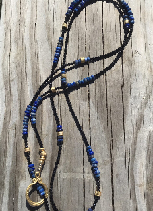 Lapis/Black Spinel Bead Necklace