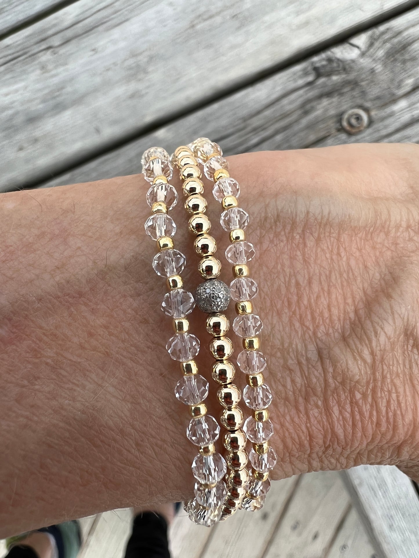 Crystal Hand Beaded Elastic Bracelets