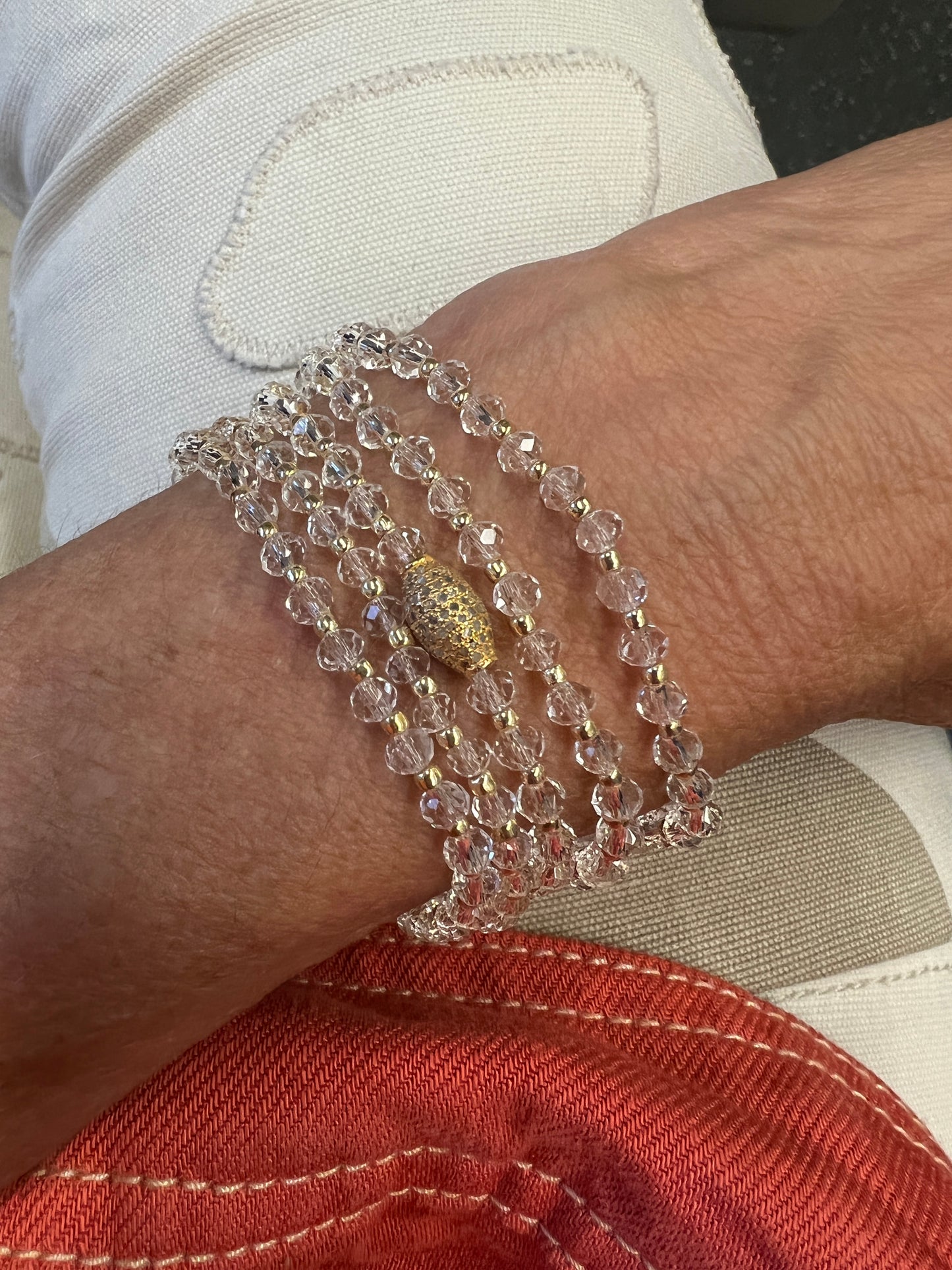 Crystal Hand Beaded Elastic Bracelets