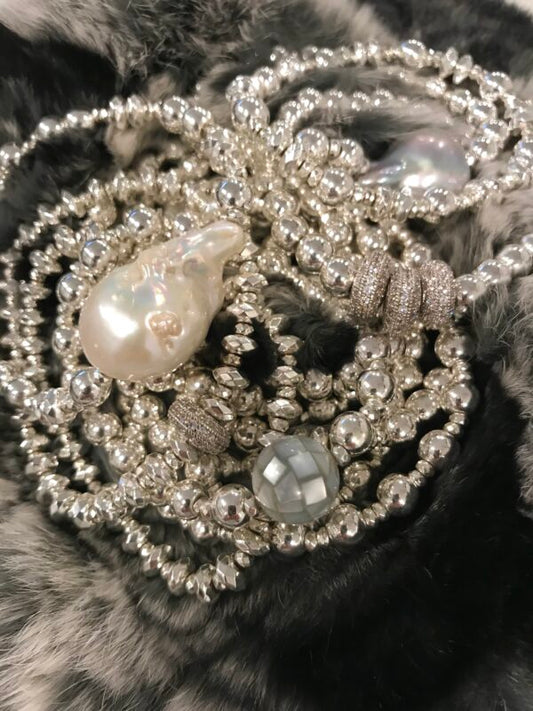 Silver Hand Beaded Bracelets