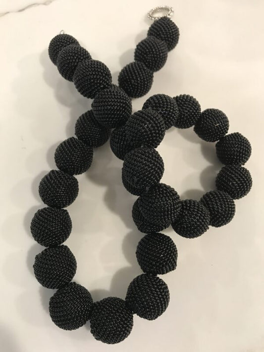 Black Hand Beaded Necklace