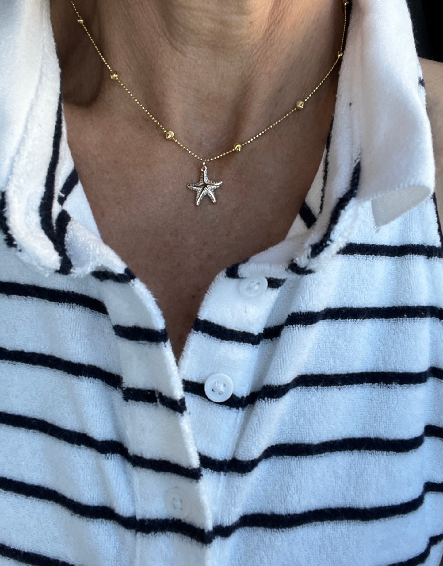 CZ or Enamel Starfish Necklace