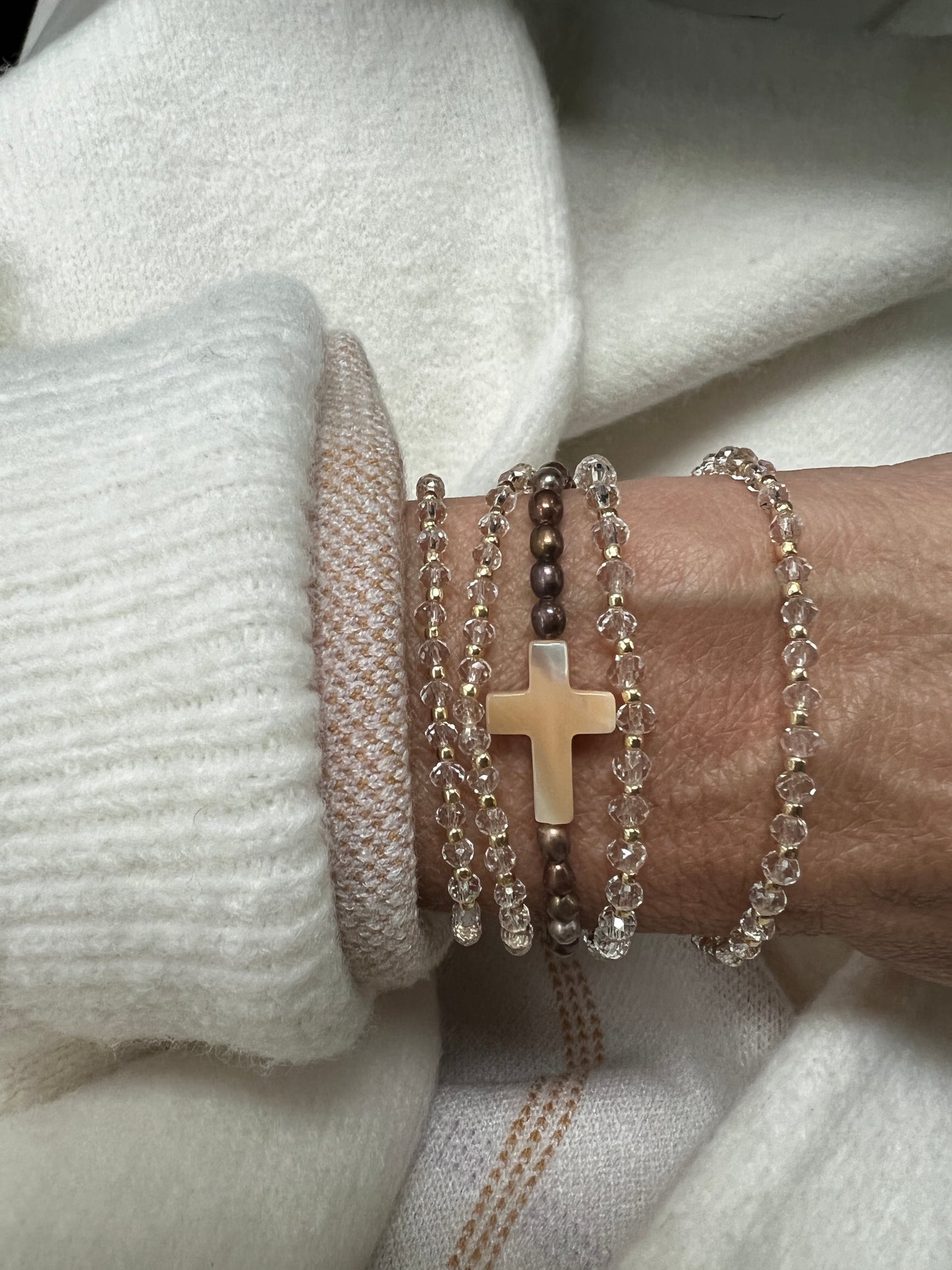 Mother of Pearl Cross Bracelet
