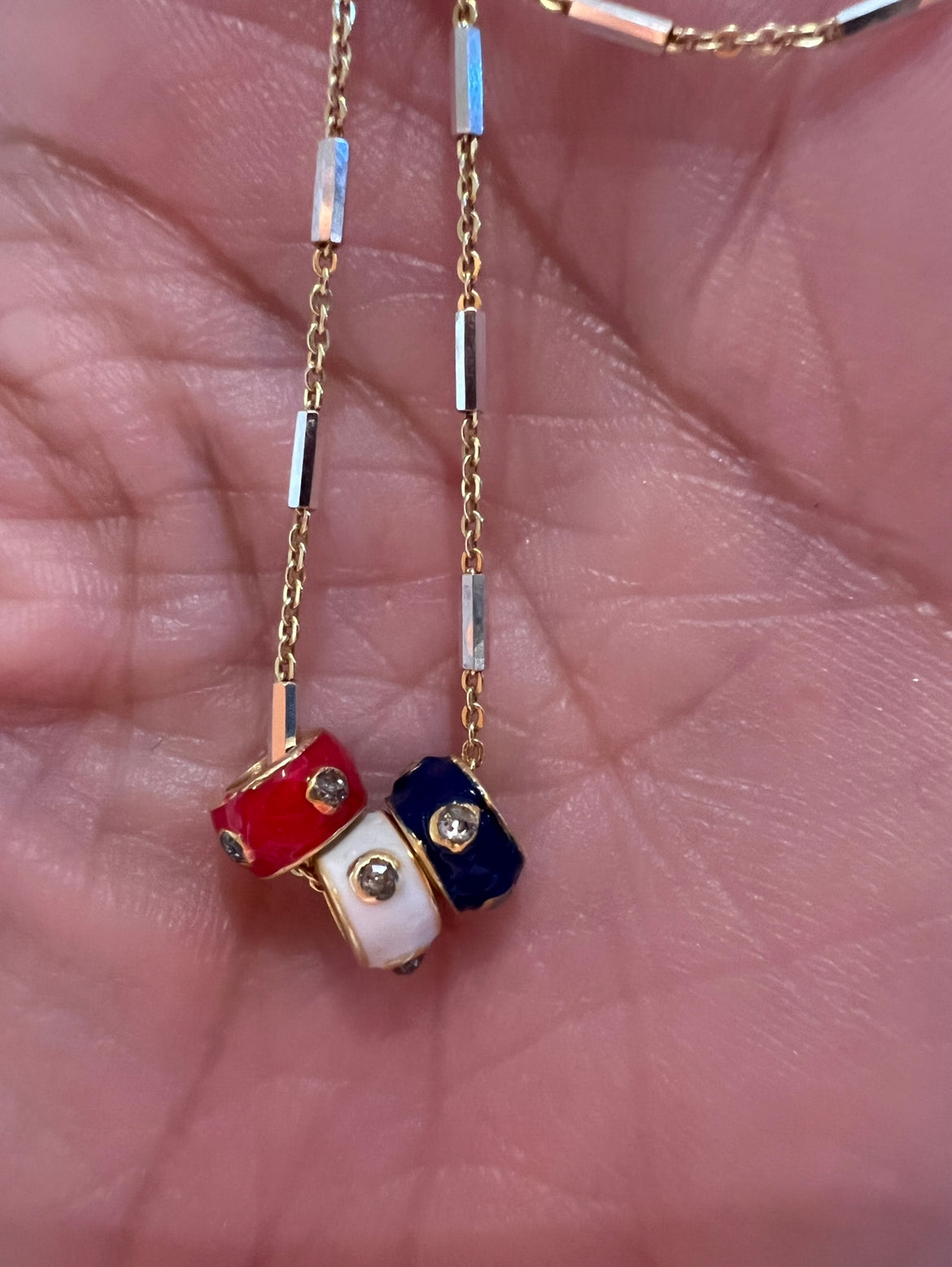 Diamond Enamel Bead Bracelets/Necklace
