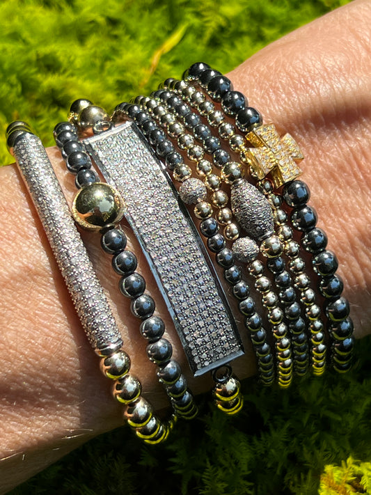 Black Gold Bead Bracelets