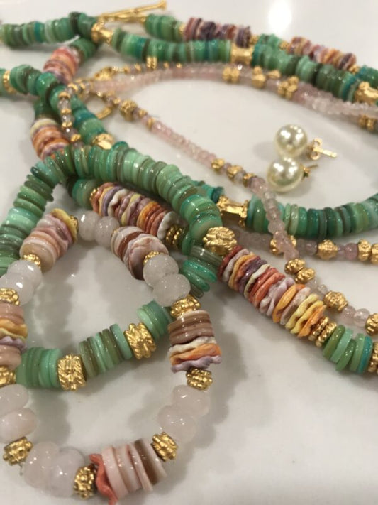 Colorful Shell Jade Bead Necklaces