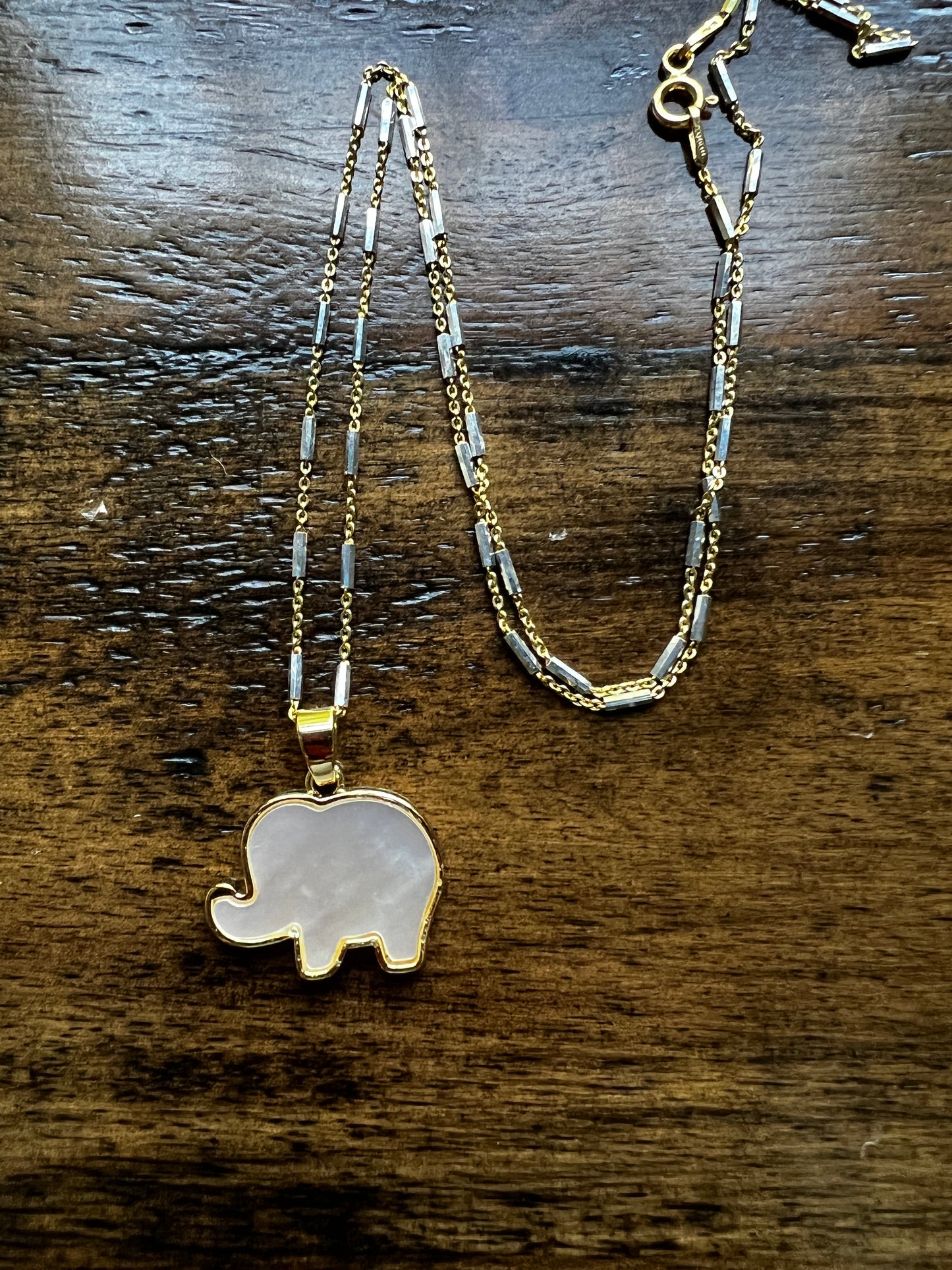 Mother of Pearl Elephant Necklace