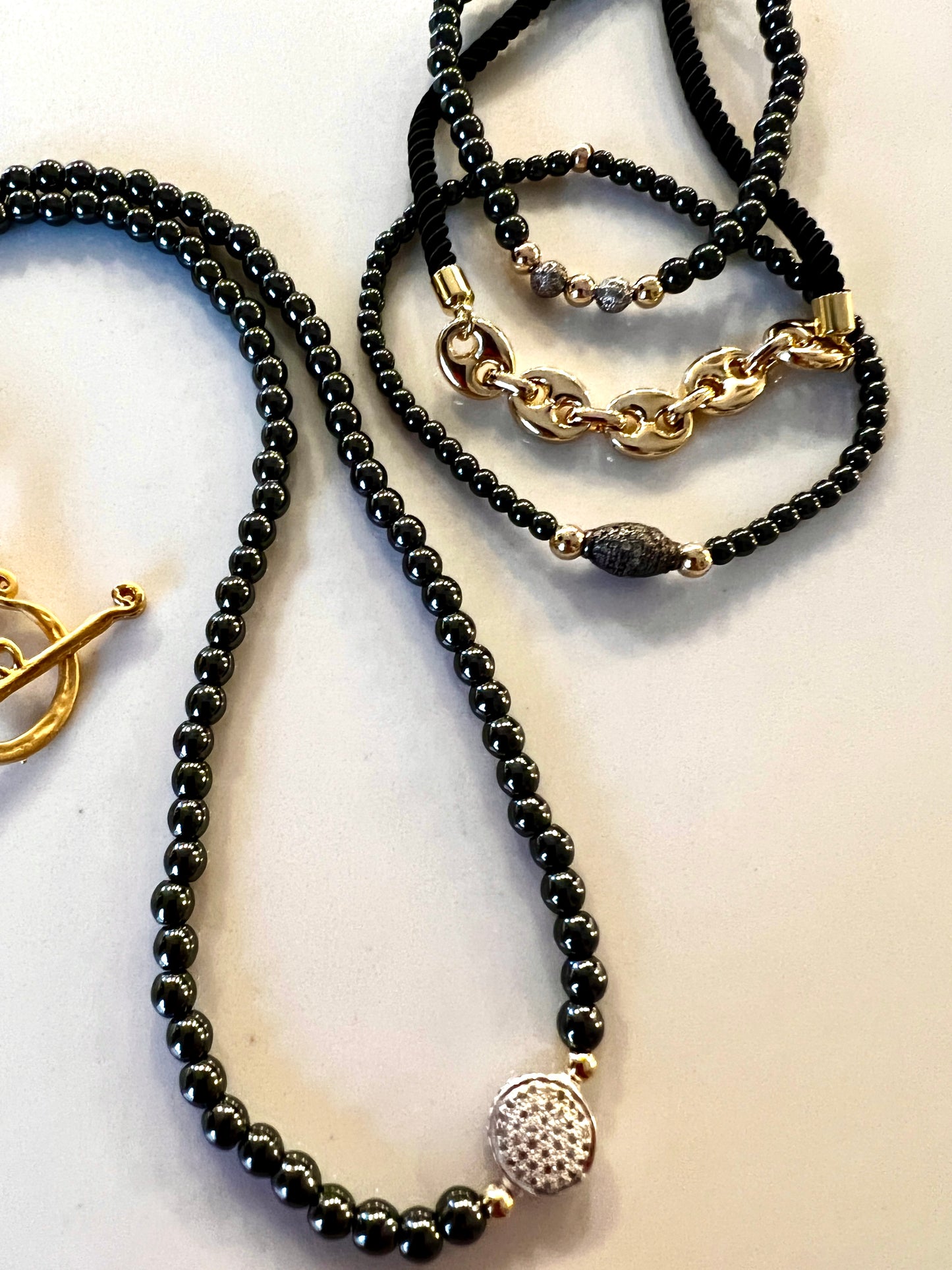Round Diamond Hand Beaded Necklace