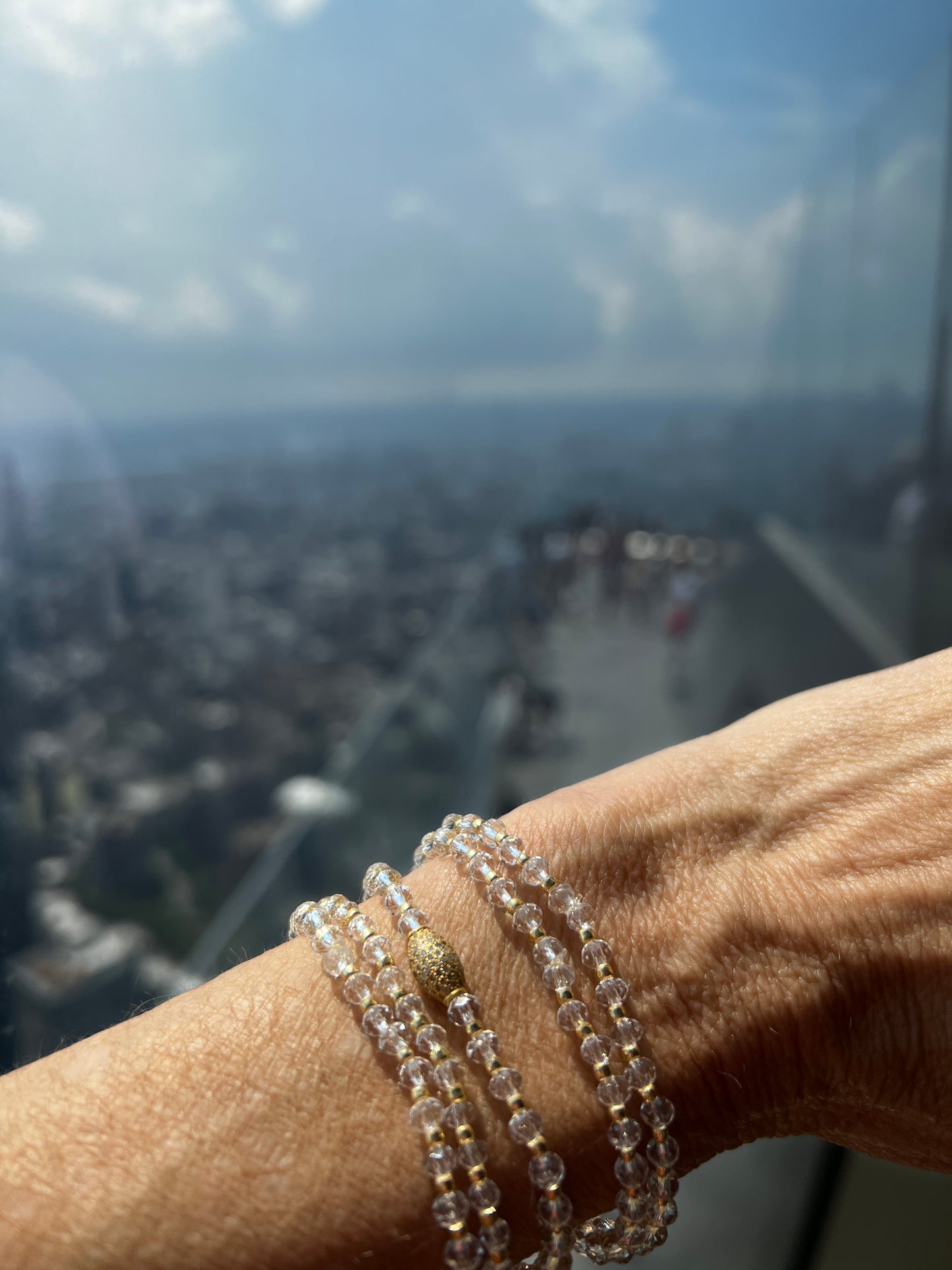 Crystal Hand Beaded Elastic Bracelets