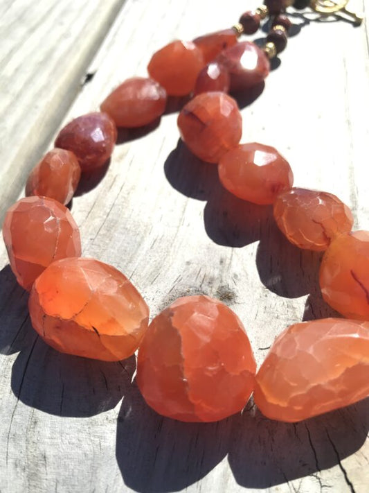 Carnelian Hand Beaded Necklace