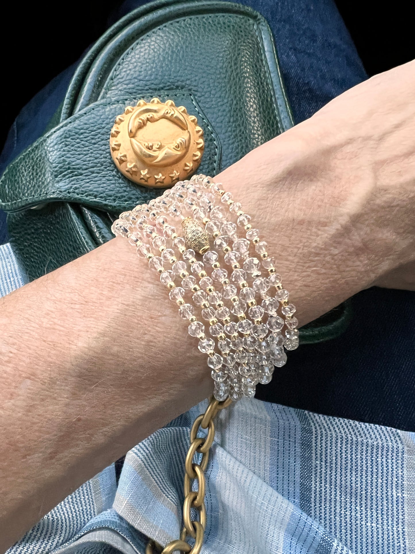 Crystal Hand Beaded Elastic Bracelets