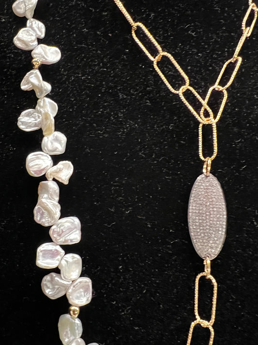 Oval Diamond Gold Y Necklace