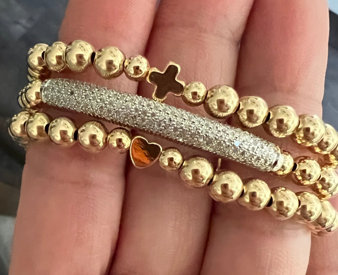 Diamond Gold Fill Bead Bracelet