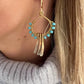 Blue Crystal Bead Gold Earrings