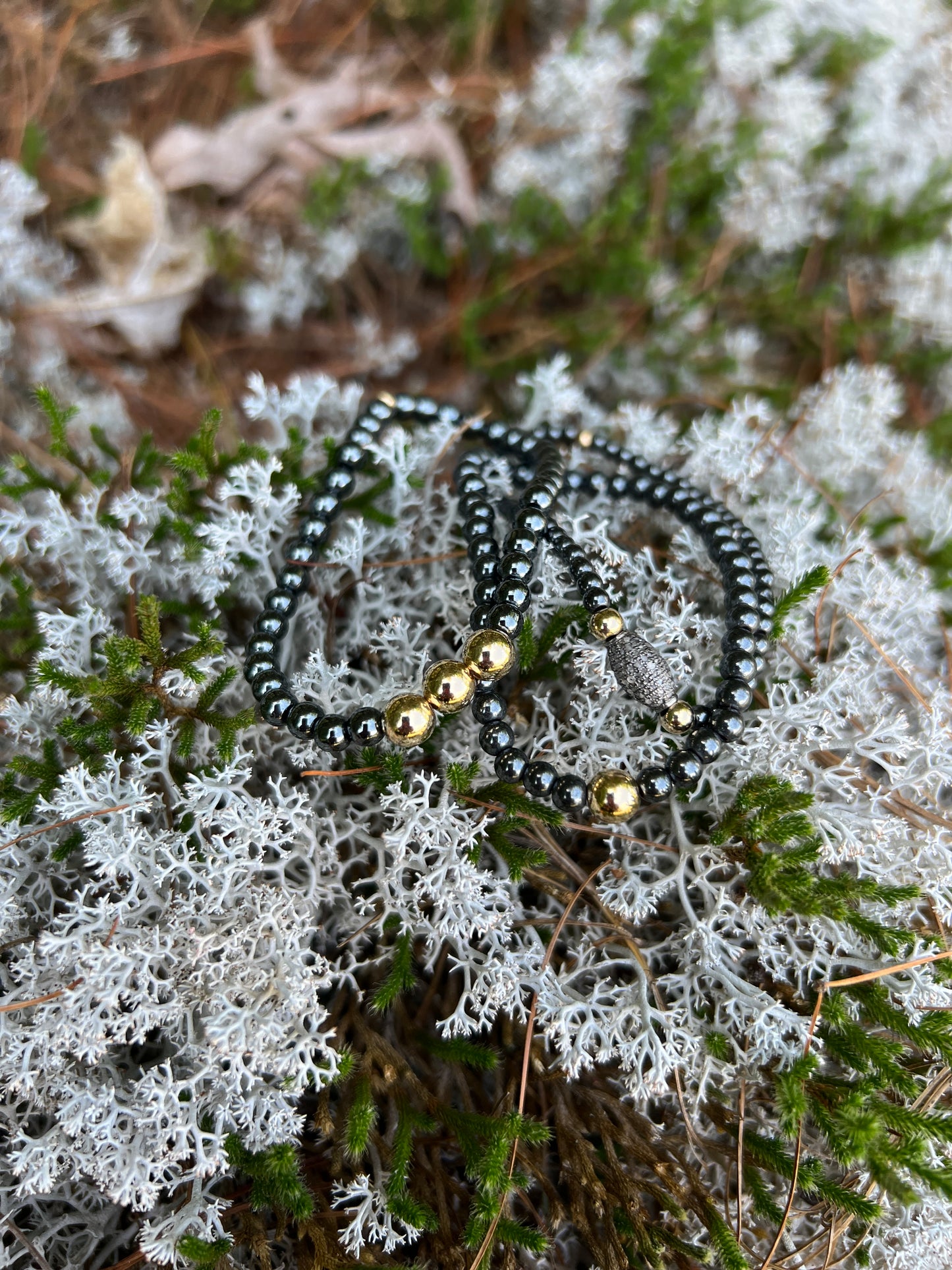 Black Gold Bead Bracelets