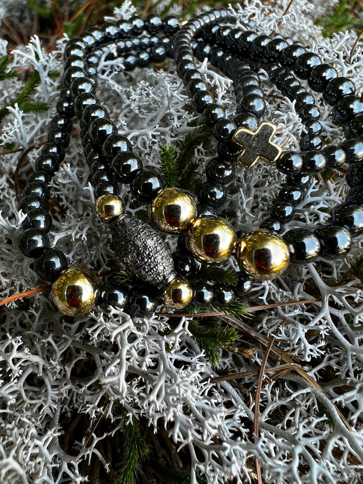 Black Gold Bead Bracelets