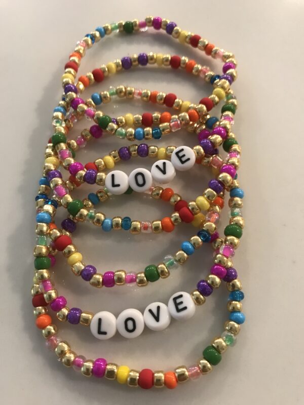 Word Rainbow Bead Bracelets