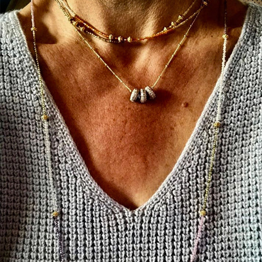 CZ Rainbow Bead Necklace