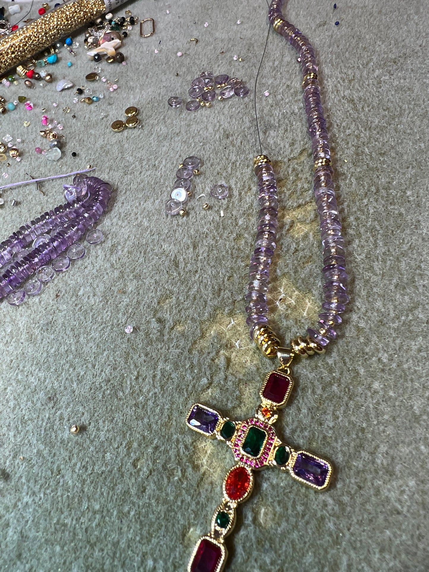 Amethyst Cross Necklace