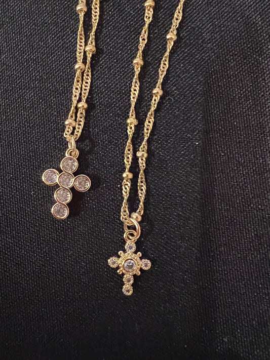 CZ Cross Gold Fill Necklace