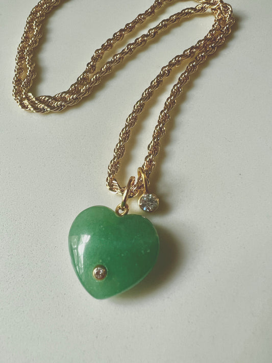 Green Jade Heart Necklace