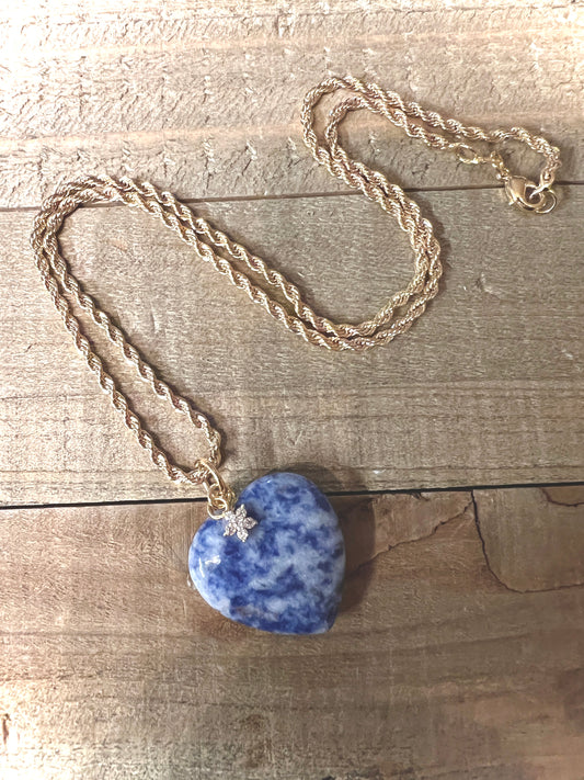 Lapis Gold Fill Heart Necklace