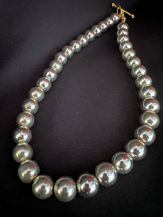 8mm Hematite Silver Necklace