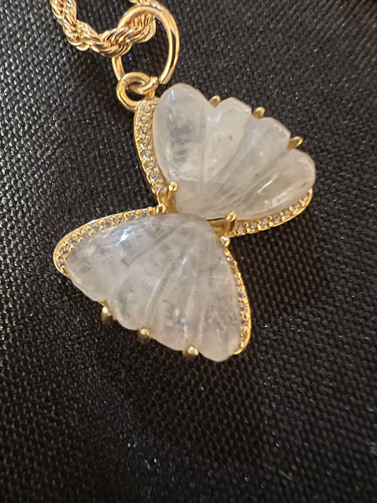 Mother of Pearl Mossiante Butterfly Necklace