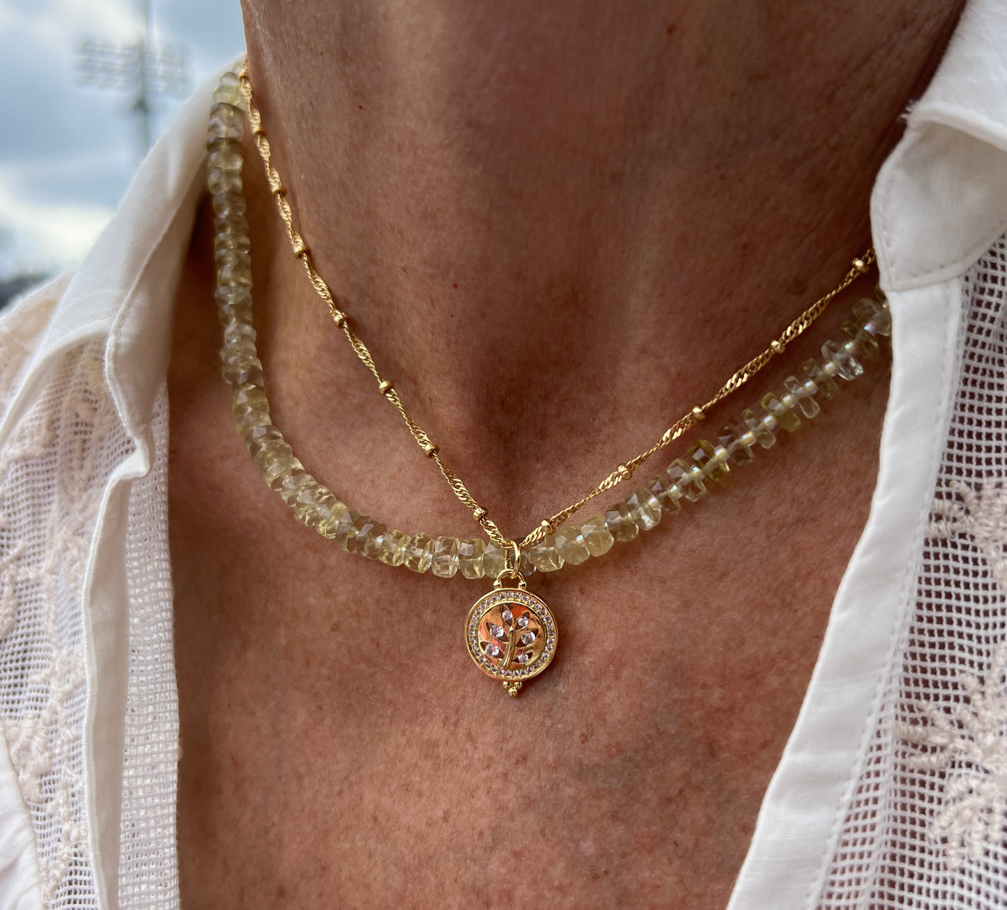 CZ Round Pendant Necklace