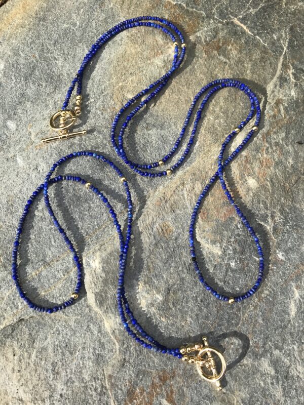 Lapis Gold Hand Bead Necklaces