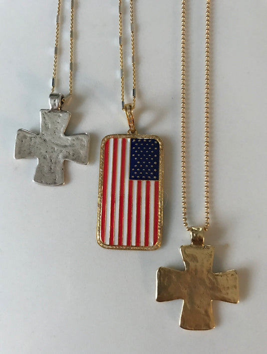 Cross Silver Gold Necklace