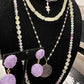 Magenta Hand Beaded Earrings