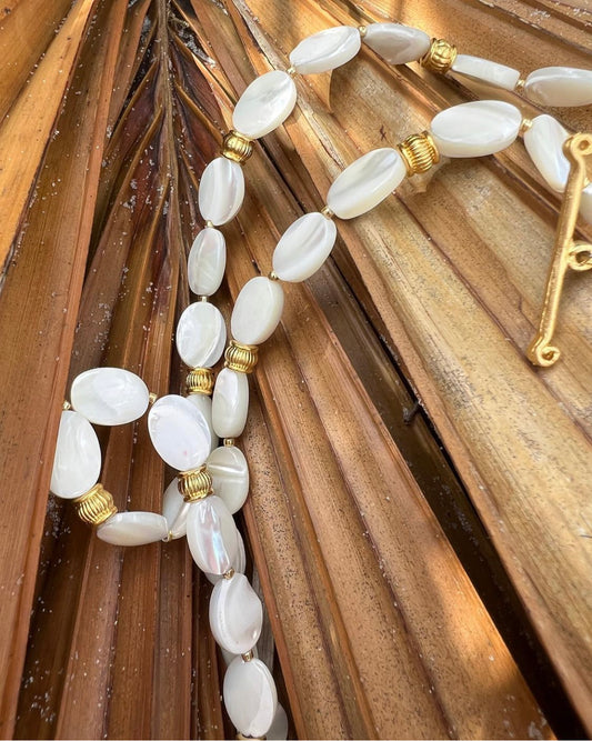 Pearl Gold Hand Beaded Necklace