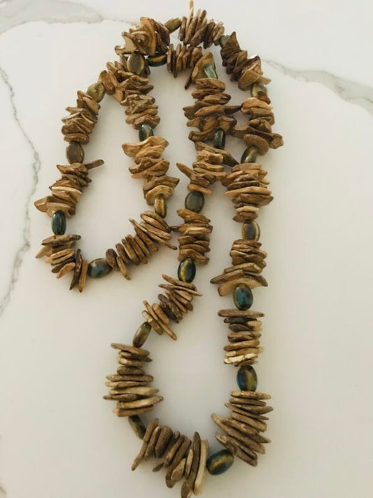 Wood Glass Bead Necklace