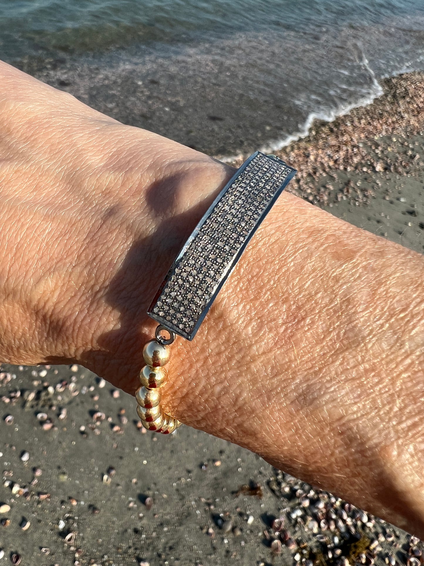 Diamond Bar Bead Bracelet