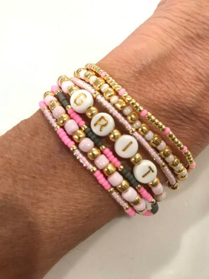 "Grit" Word Bead Bracelet