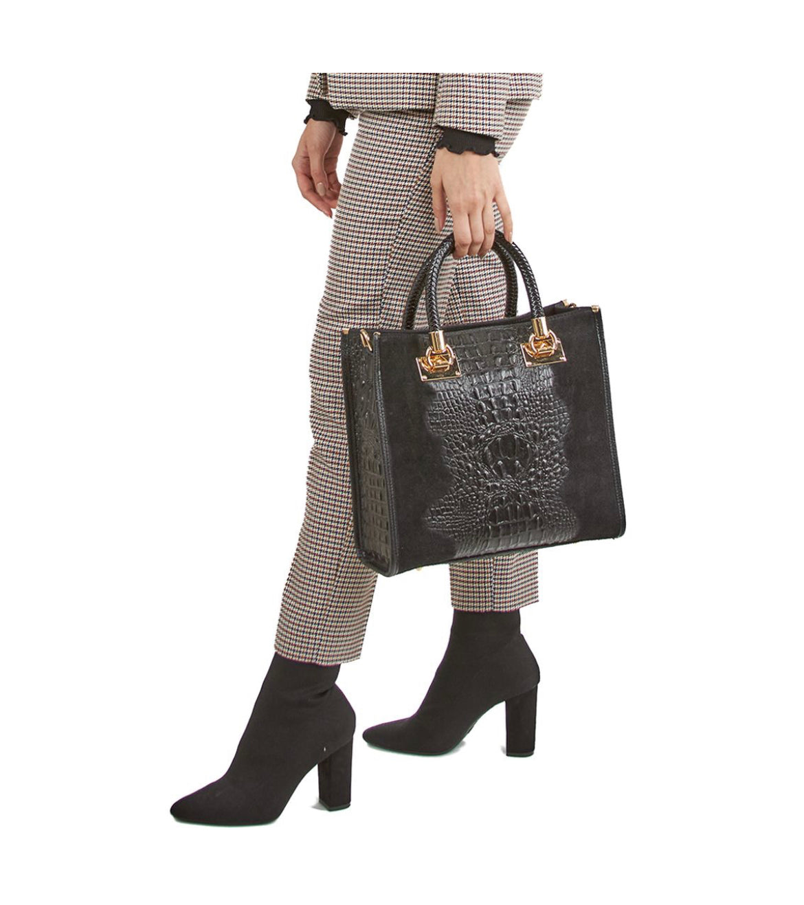 Large Faux Fur Leather Bag