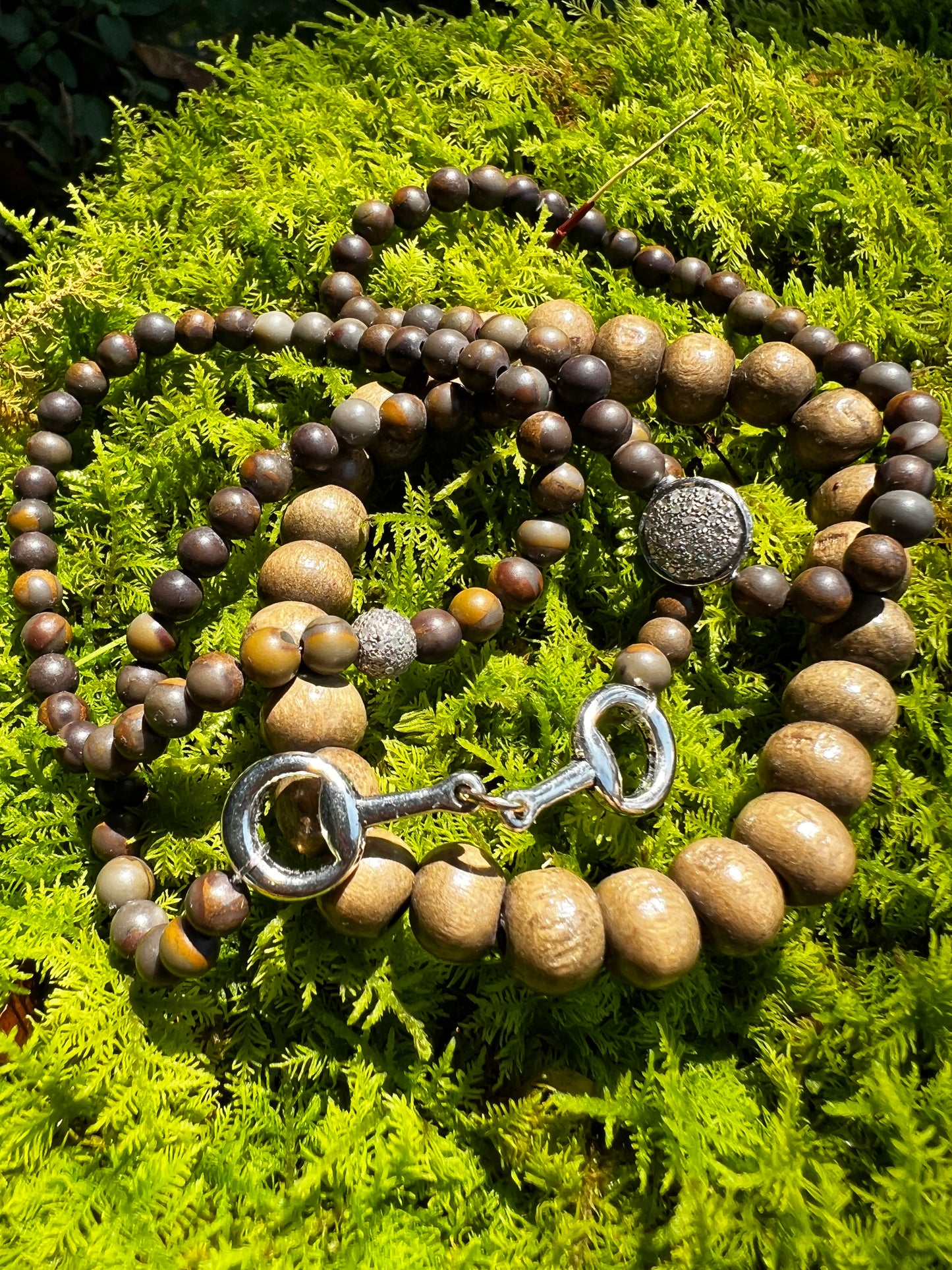 Wood Bead Diamond Bracelets