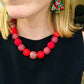 Holiday Red Beaded Ball Necklace