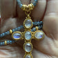 Hand Beaded Moonstone Cross Necklace