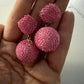 Magenta Hand Beaded Earrings