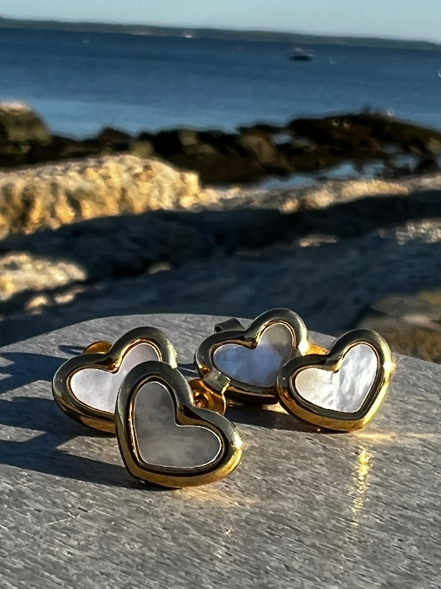 Mother Of Pearl Gold Heart Earrings