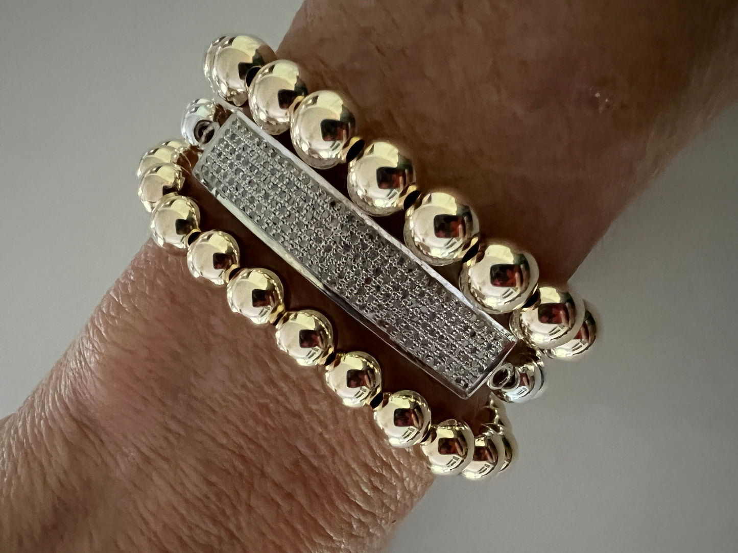 Diamond Bar Bead Bracelet