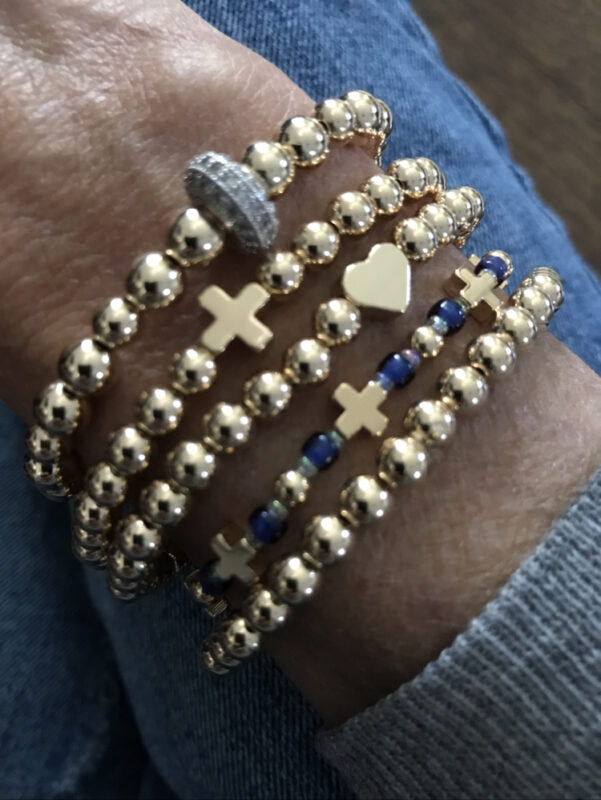 Gold Fill Cross Bead Bracelets