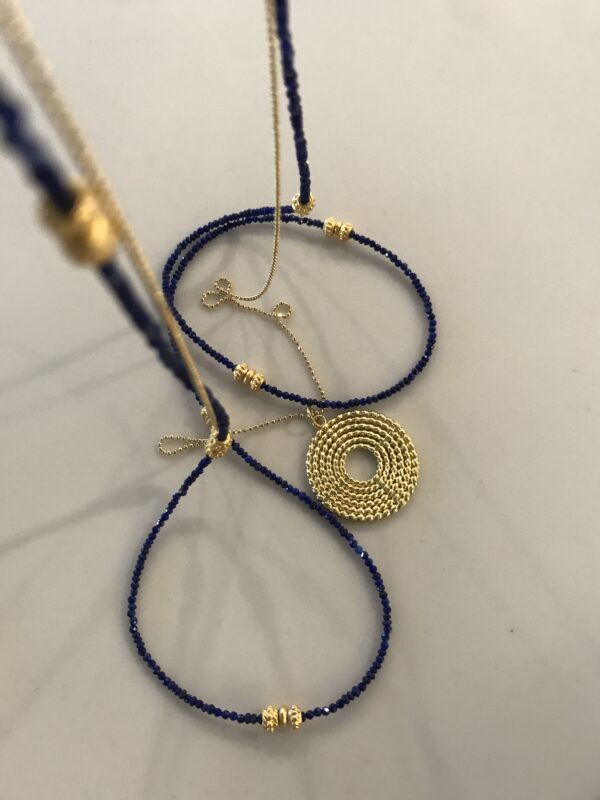 Lapis Gold  Bead Necklace