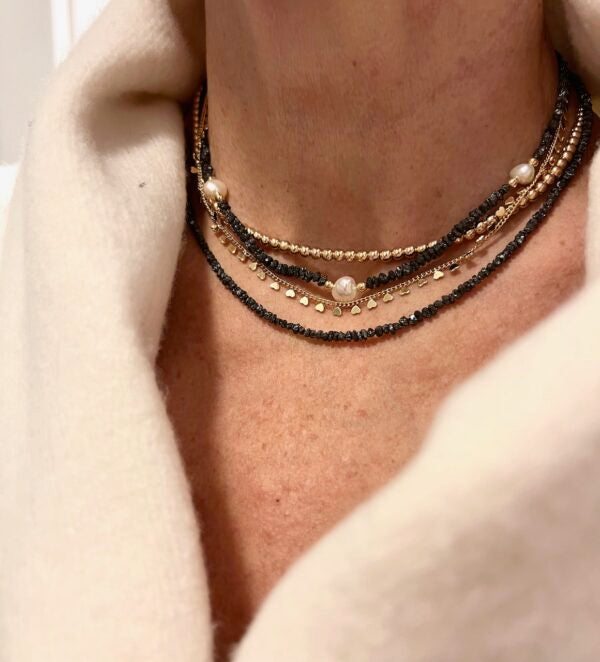 Black Diamond Pearl Bead Necklaces